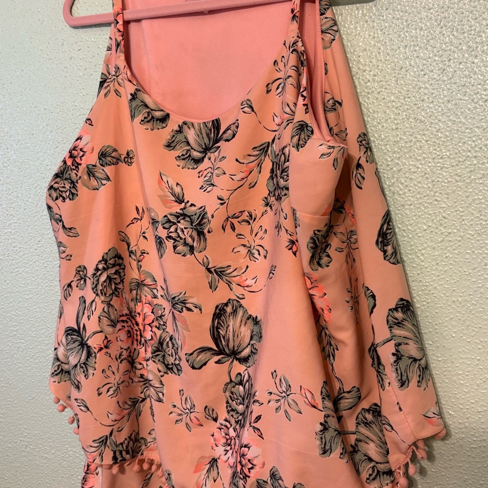 Moa Moa Peach Floral Tank Top